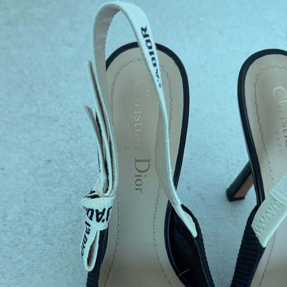Dior Black and Cream Slingback Heels - Picture 6 of 11